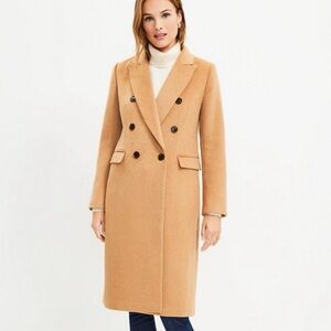 LOFT Classic Camel Double-Breasted Trench Coat